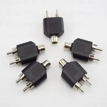 1 ks 2 RCA Y-Splitter, konektor AV Audio Video Plug Converter kabel Samec Samice Konektor 2 v 1 Adaptér B4 Obrázek