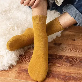 1 Pár Unisex Ponožky Pletené Mid-trubice Tlusté Plyšové Měkké Teplé Absorpce Potu Žádný Zápach Anti-slip Elastické Ležérní Podlahové Ponožky Obrázek