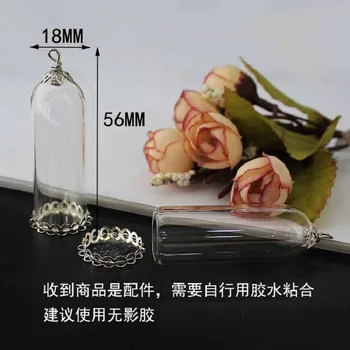 10ks 50 * 18 mm skleněný kryt a kovové závěsné víčko může být použit pro přívěsek řemeslné doplňky exemplář láhve Obrázek