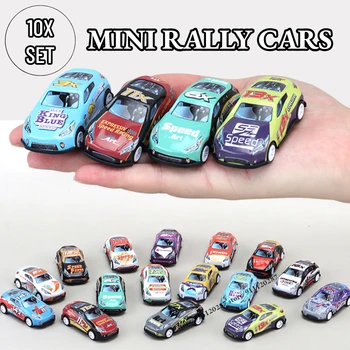 10x/Lot Mini Rally Pullback Kovový Model Auta Klasické Malé Vozidlo Miniaturní Hračky Baby přeháňka Laskavosti, Dárek k Narozeninám pro Děti, Chlapce Obrázek