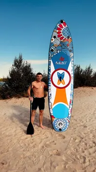 11'Inflatable Stand Up Pádlo Desky Sup Sub Board Surf, Longboard, Wakeboard Skládací Vodní Sporty Obrázek