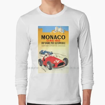 1956 Monaco Grand Prix Automobile Závod Plakát T Shirt 100% Čisté Bavlny Grand Prix Affiche Monte Carlo Vintage Racing Vintage Obrázek
