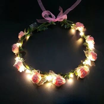 1KS Květ Věnec Svítící LED Hlavice Věnec Květina Koruna Čelenka Zářící Věnec Svatební Party Vánoční Věnce Obrázek