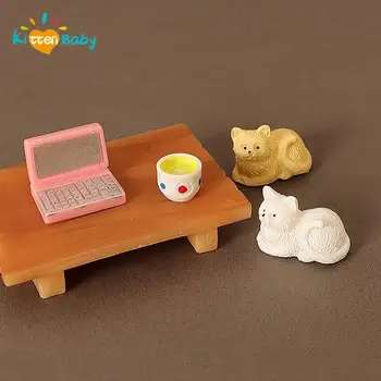 1Set Přenosný Mini-Počítači, Tabletu, Káva Cat Model Domeček pro panenky Miniaturní Hračky, Panenky, Jídlo, Kuchyně, Obývací Pokoj Dekorace Doplňky Obrázek
