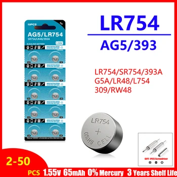 2-50KS AG5 LR754 Alkalické Baterie 393 SR754 193 546 RW28 939A LR48 D309 Pro Hodinky sluchadlo Vzdálené Elektronické Hračky, Hodiny Obrázek