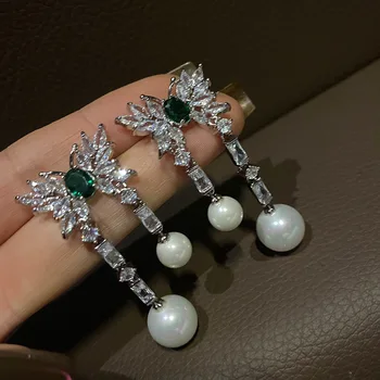 2023 Nový Elegantní Luxusní Pearl, Motýl Zirkony Houpat Náušnice pro Ženy, Korean Módní Vysoce Kvalitní Party Šperky Obrázek