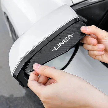 2ks Uhlíkových Vláken Auto Zpětné Zrcadlo Obočí pláštěnka pro Fiat LINEA, logo auto příslušenství Obrázek