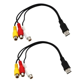 2X USB 3RCA Kabel USB Samice Na 3 RCA Rgb Video AV Kompozitní Adaptér Převodník Kabel Kabel Konektor Vést Obrázek