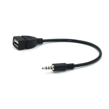3,5 mm Samec AUX Audio Konektor Jack na USB 2.0 Samice Převodník Adaptér Kabel Kabel pro Auto Aux Port, 20cm/8-palcový Délka Černá Obrázek