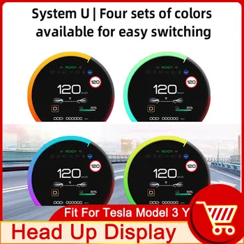 3.54 Palcový HUD Mini LCD Displeji přístrojové desky, Head Up Display, Rychloměr, Rychlost Alarm S Turn Signál Vhodný pro Tesla Model 3/Y Obrázek