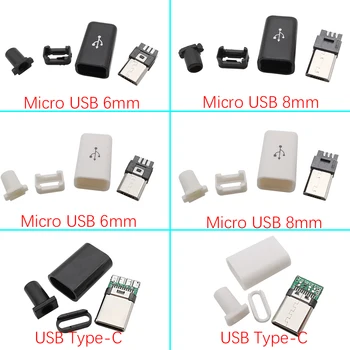 5kusů Typ C USB 3.1 24Pin / Micro USB 5Pin Konektor Samec Konektor Bílá Černá Svařování Ocas Nabíjecí Zásuvka DIY Datový Kabel Opravy Obrázek
