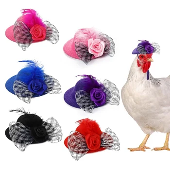6 Ks Kuřecí Klobouky Pro Slepice Fit Kuřecí Oblečení, Kostýmy Pro Kuřata Klobouky Pro Kuřata Malé Klobouky Malé Zvíře Klobouky Odolné Obrázek