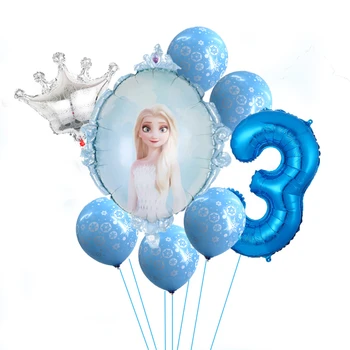 8ks Frozen Narozeniny, Party Dekorace Děti Disney Elsa Anna Karikatura Sněhová Královna Princezna Fólie Vzduchu Balónky Nafukovací Globos Obrázek