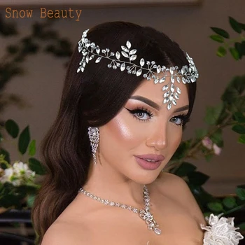 A497 Drahokamu Hairband pro Svatební Ručně vyráběné Nevěsta Čelenka Crystal Ženy, Vlasové Doplňky Prom pokrývka hlavy Královna Vlasové Ozdoby Obrázek