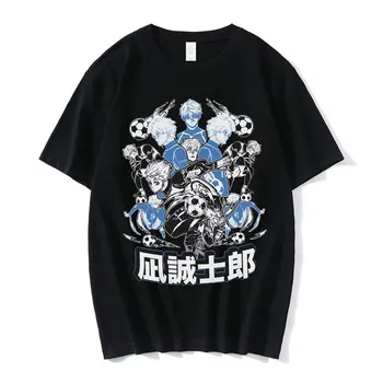 Anime Blue Zámek Isagi Yoichi Fotbal Print T-Shirt Letní Muži Ženy Ležérní 100% Bavlna Krátký Rukáv T Košile Topy Streetwear Obrázek