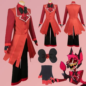 Anime Cartoon Hotel Převlek Kostým Alastor Cosplay Fantasy Motýlek Rukavice Oblečení Pro Dospělé Muže Halloween Roleplay Fantasia Oblečení Obrázek