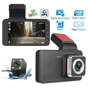 Auto DVR Wi-fi Full HD 1080P Dash Cam Vozidlo Fotoaparát Disku Video Recorder Auto Noční Vidění Black Box Dashcam, Auto Příslušenství, GPS Obrázek