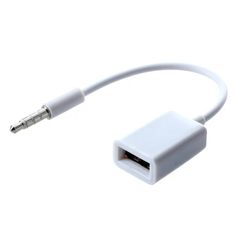 Auto MP3 3,5 mm Samec AUX Audio Konektor Na USB 2.0 Samice Převodník Kabel Kabel Bílý Obrázek