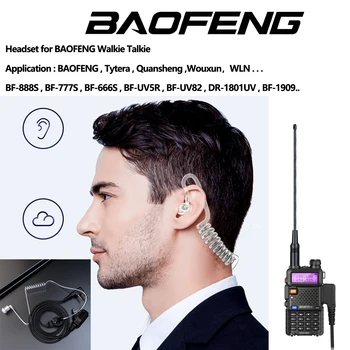 Baofeng Akustické Headset Pro Walkie Talkie BF-888S UV-5R UV-82 UV-S9 Plus Air Tube Sluchátka UV-16 Max UV-13Pro Dvě Způsobem Rádio Obrázek