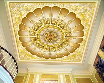 beibehang Vlastní tapety 3d foto nástěnné zlatý sál klasické luxusní reliéfní zenith tapety obývací pokoj hotel 3d tapety Obrázek