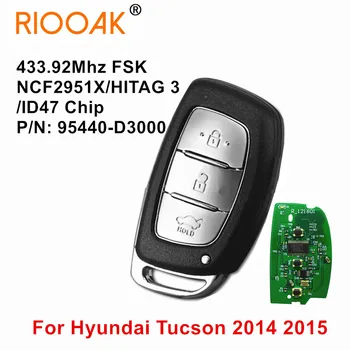 Bezklíčové startování Smart Remote Auto Klíče Fob S Nouzový Klíč 433MHz ID47 Čip 95440-D3000 Pro Hyundai Tucson rok 2014, 2015 Obrázek