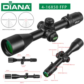 DIANA 4-16x50 SFIR FFP Rozsah První Ohniskové Rovině Rozsah Riflescopes Lov Červené Osvětlené Snímání Optické hledáčky Obrázek