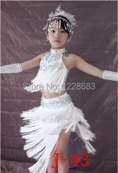 Doprava Zdarma Nové 2019 Flitry Třásně Šaty Latinské Taneční Kostým Bílé Třásně Bílé Šaty Salsa Šaty Pro Dívky Obrázek