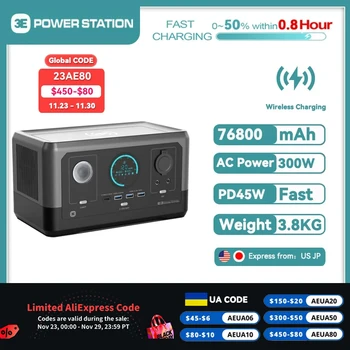 E3 300Wh Portable Power Station 15W Max Bezdrátové Nabíjení 76800mAh Výkonný Powerbank pro Venkovní Výpadek Kempování 보조배터리 Obrázek