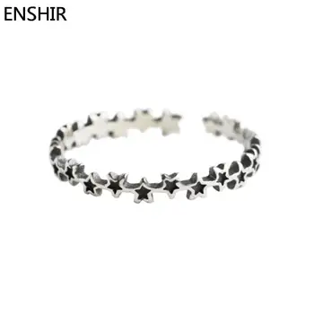 ENSHIR Star Tie Řetěz Prsteny pro Muže, Ženy, Nastavitelný Vintage Řemesla Thajské Stříbrné Barvy Hip Hop Party Šperky bague anillos Obrázek