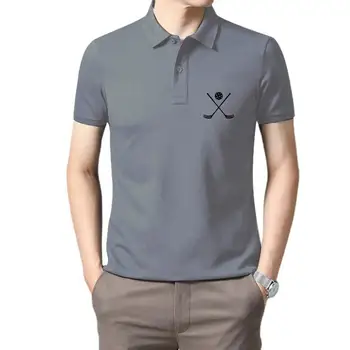 Golfové oblečení muži - Crossed Floorball Sticks Vintage Design, Muže Harajuku Camiseta Letní prodyšné polo tričko pro muže Obrázek