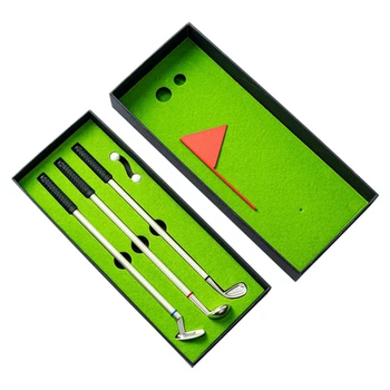 Golfové Pero Sada Mini Desktop Golf Kuličkové Pero Dárek Obsahuje Putting Green 3 Kluby Pero Koule A Vlajky Odolné Obrázek
