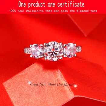 GRA 1 Karát Certifikované Moissanite Prsten D Barva VVS1 Zásnubní Prsteny Pro Ženy S925 Sterling Silver Svatební módní Jemné Šperky Obrázek