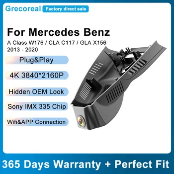 Grecoreal Dash Kamera pro Mercedes Benz A Class W176 CLA C117 GLA X156 2018 2017 2016 2015 2014 4K Wifi Přední Zadní Duální Kamera, Obrázek