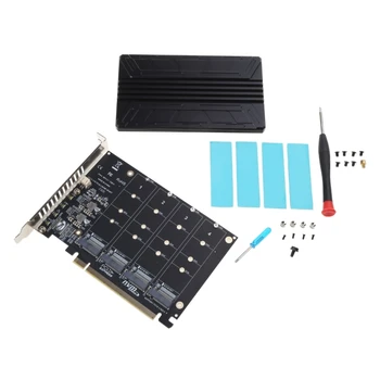 H4GA NVME M-KEY SSD Nájezdy PCIE X16 Pole Expanze Rozdělit Kartu, Hliníkový Chladič Obrázek