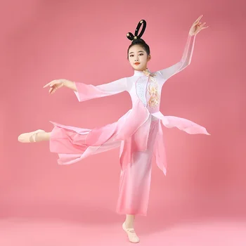 Hanfu Klasické Taneční Kostýmy, Tradiční Elegantní Čínský Fanoušek Taneční Šaty Děti Yangko Taneční Oděvy Lidové Deštník Taneční Oblečení Obrázek