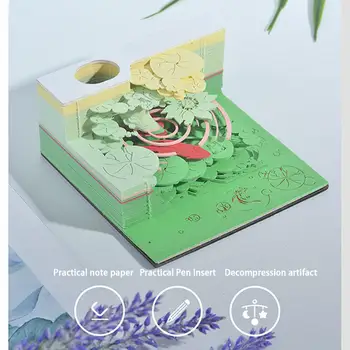 Hodně Štěstí Koi 3D Papír Carving Model Poznámka: Tabulka trojrozměrné Pero Dovolenou S Vánočními Model Držák na Poznámkový blok Dárky, Papír Bo B9U8 Obrázek