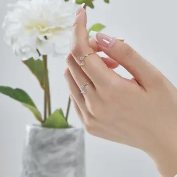 Karachis Japonský a korejský podzim a v zimě S925 mincovní stříbro prsten s hvězdou ve tvaru mikro zirkon inlay pro lehké luxusní Obrázek
