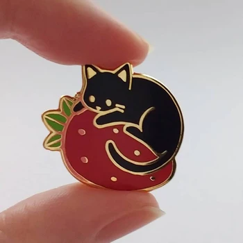Karikatura Černá Kočka Zvíře Pin Těžké Smaltované Brože, Odznaky Klopě pin Pro Děti, Dívky, Dárky Obrázek