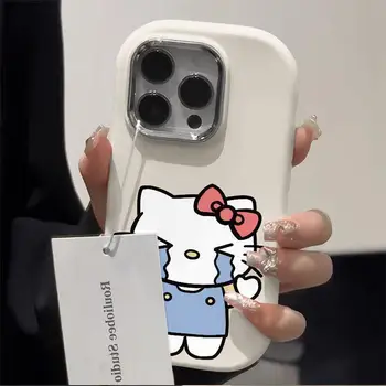 Kawaii Anti Drop Měkké Gumové Pouzdro Na Telefon Roztomilé Sanrio Kreslená Pláč Hello Kitty Jednobarevné Telefon Pouzdro Vhodné Pro Iphone Dary 15 Obrázek