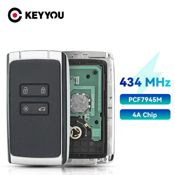 KEYYOU S Baterií Dálkového Klíče od Auta 434mhz Hitag AES 4A pcf7945M pro Renault Megane 4 Talisman, Espace, Kadjar 5 Keyless Go key Obrázek