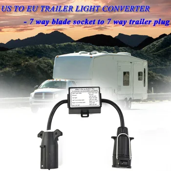 Kvalitní Trailer Světlo Converter 7-Way Blade Zásuvka EU 7-Pin Kulatý Konektor Příslušenství Pro Vozidla Obrázek