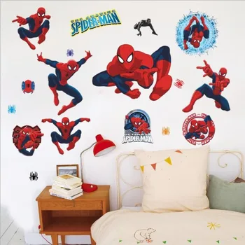Marvel Avengers Cartoon Spider-Man 3D Samolepka na Zeď Školky dětský Pokoj Chlapec Ložnice Noční Dekorace Nálepka Dárek Obrázek