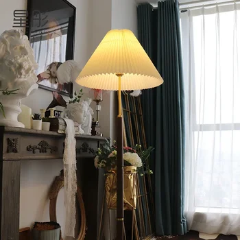Moderní LED stojací lampa obývací pokoj studium ložnice z masivního dřeva osvětlení osvětlení tkaniny stínítko restaurace lampy Obrázek