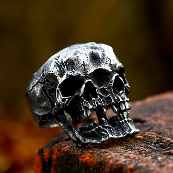 Nové Gotické Lebky Prsten pro Muže z Nerezové Oceli, Punk, Hip Hop Skeleton Biker Prsteny Módní Vintage Halloween Šperky Doprava Zdarma Obrázek