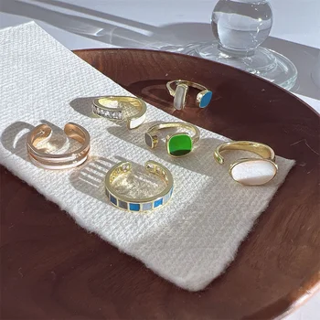 Nový Luxusní prsten pro Ženy Šperky Prst Vložka S High-End Pocit, Vykládané Zirkony Sklo Crystal Otevření Nastavitelný Prsten Prsten Ocas Obrázek