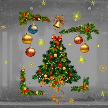 Nový Rok Vánoční Dekorace Okenní Sklo, Samolepky Samostatně-adhesivexmas Strom Zrcadlo na Zeď Obtisk Veselé Vánoční Party Domova Obrázek