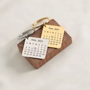 Personalizované Vlastní Kalendář Zvláštní Datum Vyrýt Z Nerezové Oceli, Klíčenky Tě Miluju Klíčenka Pamětní Datum Výročí Obrázek