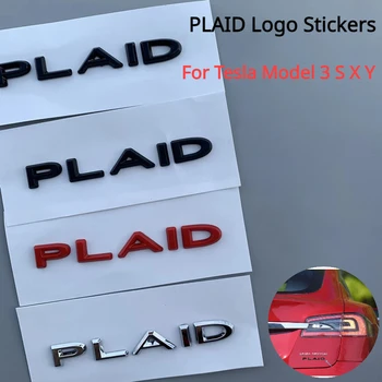 PLAID Logo pro Tesla Model 3 S X Y Auto Samolepka ABS Zinek Slitiny Plaid Logo Odznak Obtisk Verze Výkon Kufru Znak Dekorace Obrázek
