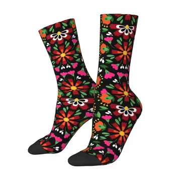 Podzim Zima Hip-hop Pánské Dámské Černé Květinové Mexickém Stylu Ponožky Pot Absorbující Sportovní Ponožky Obrázek