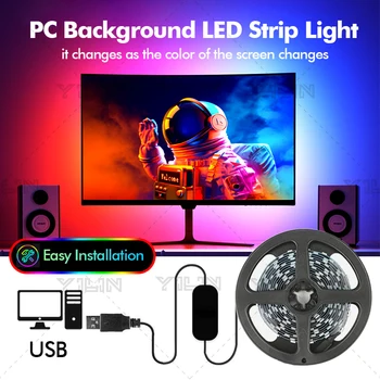 Pohlcující RGBIC LED Pásků PC Pozadí Počítače Light Strip USB 5V Monitoru Color Sync Smart Control Okolní Dekor Lampa Obrázek